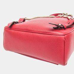 Pre Owned Gucci Red Soho Interlocking G Leather Backpack