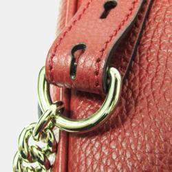 Pre Owned Gucci Red Soho Interlocking G Leather Backpack