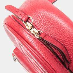 Pre Owned Gucci Red Soho Interlocking G Leather Backpack