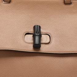 Pre Owned Gucci Brown Leather Bamboo Daily Top Handle Bag