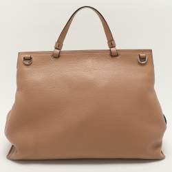 Pre Owned Gucci Brown Leather Bamboo Daily Top Handle Bag