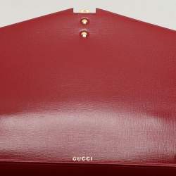 Pre Owned Gucci Red Leather Sylvie 1969 Top Handle Bag