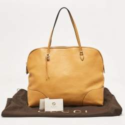 Pre Owned Gucci Mustard Yellow Leather Bree Satchel