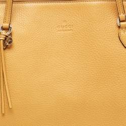 Pre Owned Gucci Mustard Yellow Leather Bree Satchel