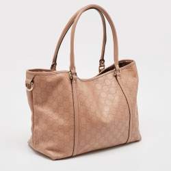 Pre Owned حقيبة يد توتس غوتشي جوي شوبر جلد و كانفاس جي جي إمبرايم زرقاء متوسطة