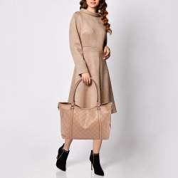 Pre Owned حقيبة يد توتس غوتشي جوي شوبر جلد و كانفاس جي جي إمبرايم زرقاء متوسطة