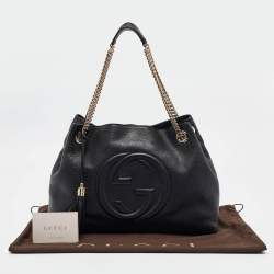 مملوكة مسبقًا حقيبة يد توتس غوتشي سوهو جلد مُحبب ذهبي فاتح بسلسلة متوسطة 