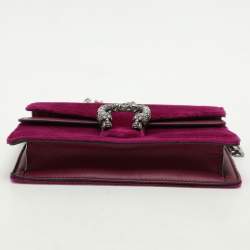 Pre Owned Gucci Purple Velvet and Leather Super Mini Dionysus Crossbody Bag
