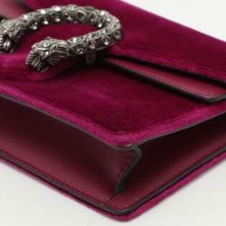 Pre Owned Gucci Purple Velvet and Leather Super Mini Dionysus Crossbody Bag