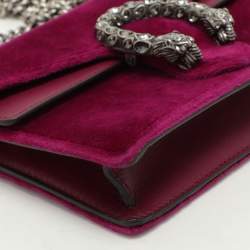 Pre Owned Gucci Purple Velvet and Leather Super Mini Dionysus Crossbody Bag