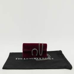 Pre Owned Gucci Purple Velvet and Leather Super Mini Dionysus Crossbody Bag
