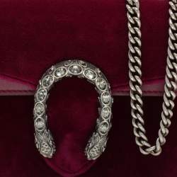 Pre Owned Gucci Purple Velvet and Leather Super Mini Dionysus Crossbody Bag