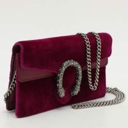 Pre Owned Gucci Purple Velvet and Leather Super Mini Dionysus Crossbody Bag