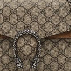 Pre Owned Gucci Beige GG Supreme Canvas and Suede Small Dionysus Shoulder Bag
