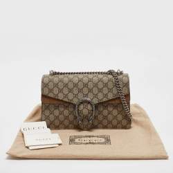 Pre Owned Gucci Beige GG Supreme Canvas and Suede Small Dionysus Shoulder Bag