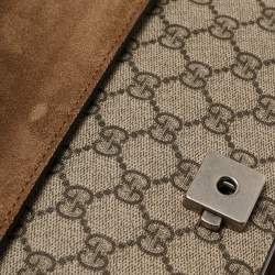 Pre Owned Gucci Beige GG Supreme Canvas and Suede Small Dionysus Shoulder Bag