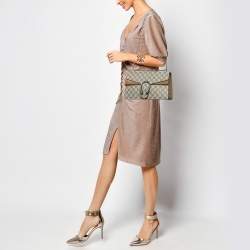 Pre Owned Gucci Beige GG Supreme Canvas and Suede Small Dionysus Shoulder Bag