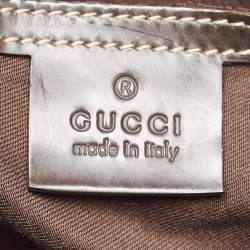 Pre Owned Gucci Dark Brown GG Supreme Canvas and Patent Leather Joy Boston Bag