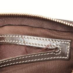 Pre Owned Gucci Dark Brown GG Supreme Canvas and Patent Leather Joy Boston Bag