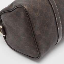 Pre Owned Gucci Dark Brown GG Supreme Canvas and Patent Leather Joy Boston Bag