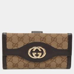 Gucci Beige/Brown GG Canvas and Leather Trifold Flap Wallet