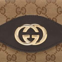 Gucci Beige/Brown GG Canvas and Leather Trifold Flap Wallet