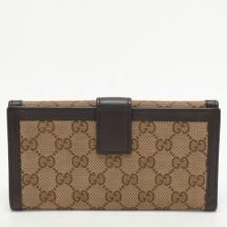 Gucci Beige/Brown GG Canvas and Leather Trifold Flap Wallet