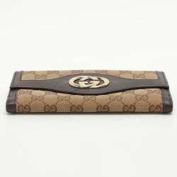 Gucci Beige/Brown GG Canvas and Leather Trifold Flap Wallet