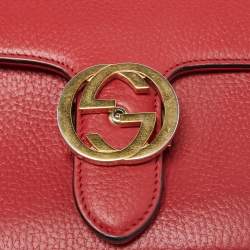 Gucci Red Leather Interlocking G Chain Shoulder Bag