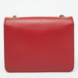 Gucci Red Leather Interlocking G Chain Shoulder Bag
