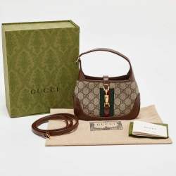 Gucci Brown/Beige GG Supreme Canvas and Leather Mini 1961 Jackie Shoulder Bag