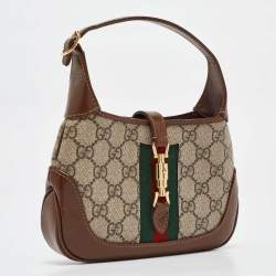 Gucci Brown/Beige GG Supreme Canvas and Leather Mini 1961 Jackie Shoulder Bag