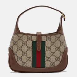 Gucci Brown/Beige GG Supreme Canvas and Leather Mini 1961 Jackie Shoulder Bag