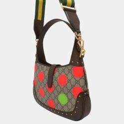 Gucci Jackie 1961 Geometric Print Small Shoulder Bag Beige/Brown/Multicolor PVC Leather Size Small