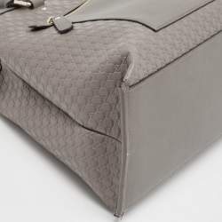 Pre Owned Gucci Grey Microguccissima Leather Front Zip Tote