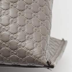 Pre Owned Gucci Grey Microguccissima Leather Front Zip Tote