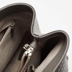 Pre Owned Gucci Grey Microguccissima Leather Front Zip Tote