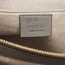 Pre Owned Gucci Grey Microguccissima Leather Front Zip Tote