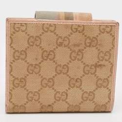 Gucci Beige/Pink GG Canvas and Leather French Flap Wallet