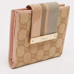 Gucci Beige/Pink GG Canvas and Leather French Flap Wallet