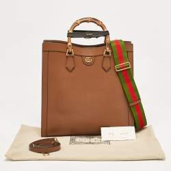 Gucci Brown Leather Large Bamboo Diana Tote