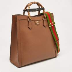 Gucci Brown Leather Large Bamboo Diana Tote