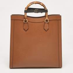 Gucci Brown Leather Large Bamboo Diana Tote