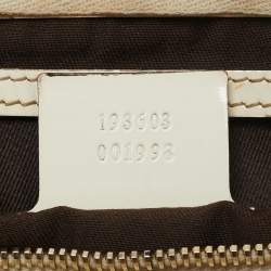 Pre Owned Gucci Beige/White GG Supreme Canvas and Leather Medium Joy Boston Bag