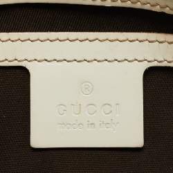 Pre Owned Gucci Beige/White GG Supreme Canvas and Leather Medium Joy Boston Bag