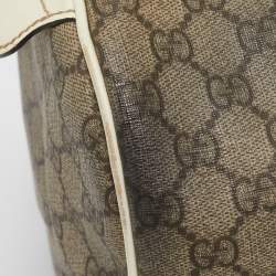 Pre Owned Gucci Beige/White GG Supreme Canvas and Leather Medium Joy Boston Bag