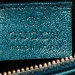 Gucci Teal Blue Leather 1973 Medium Flap Top Handle Bag