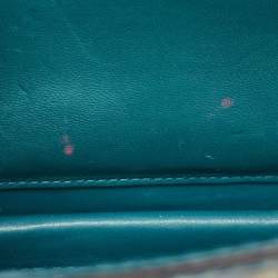 Gucci Teal Blue Leather 1973 Medium Flap Top Handle Bag