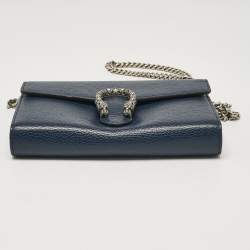 Gucci Dark Blue Leather Mini Dionysus Wallet on Chain 