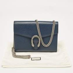 Gucci Dark Blue Leather Mini Dionysus Wallet on Chain 